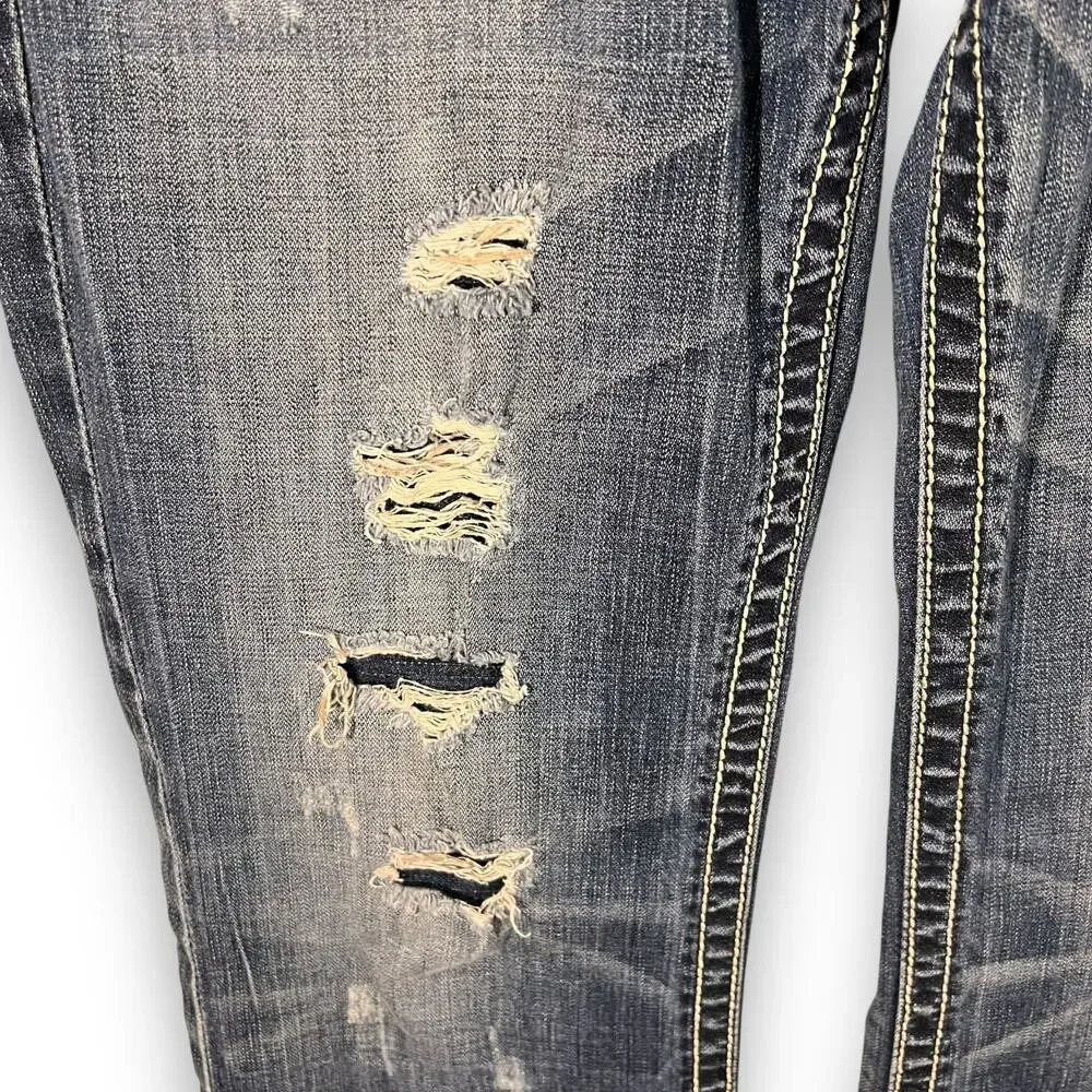 BKE Derek Jeans Mens 30x30 Straight Leg Distressed Medium Wash Denim Buckle